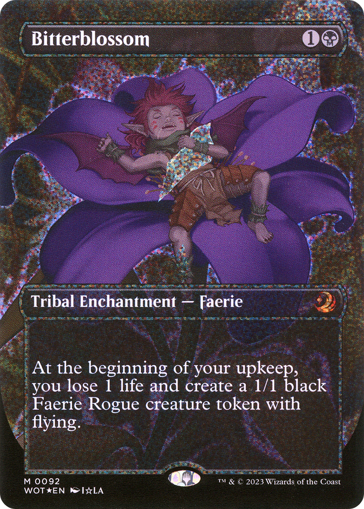 Bitterblossom (Anime Borderless) (Confetti Foil) (WOT-092) - Wilds of Eldraine: Enchanting Tales (Borderless) Foil