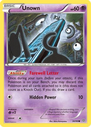 Unown 030/98 - XY Ancient Origins Reverse Holofoil - Common