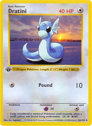 Dratini 026/102 - Base Set Shadowless 1st Edition - Uncommon