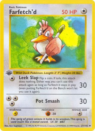 Farfetch'd 027/102 - Base Set Shadowless 1st Edition - Uncommon