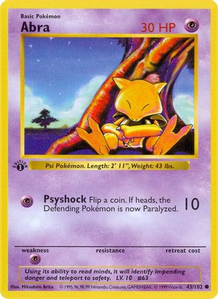 Abra 043/102 - Base Set Shadowless Unlimited - Common