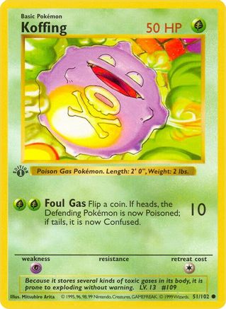 Koffing 051/102 - Base Set Shadowless 1st Edition - Common