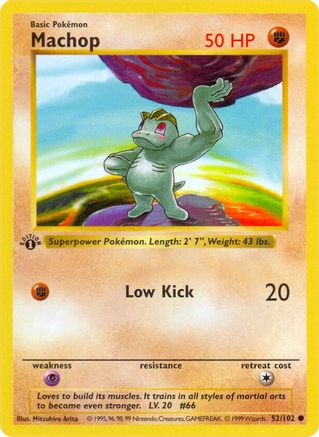 Machop 052/102 - Base Set Shadowless 1st Edition - Common