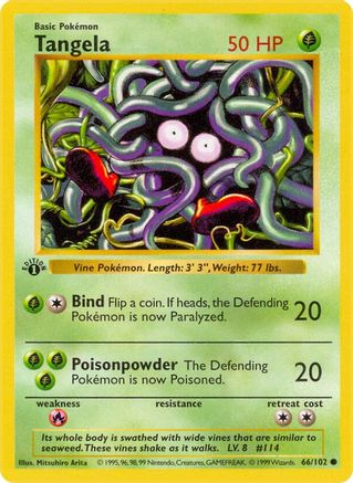 Tangela 066/102 - Base Set Shadowless 1st Edition - Common