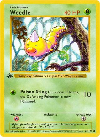 Weedle 069/102 - Base Set Shadowless Unlimited - Common