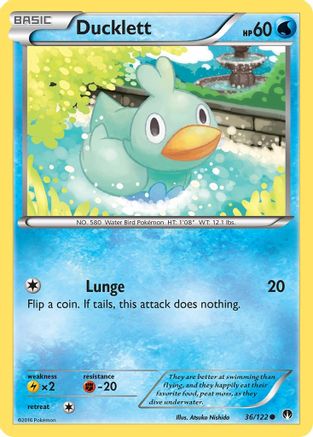 Ducklett 036/122 - XY BREAKpoint Reverse Holofoil - Common