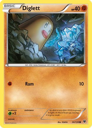 Diglett 036/124 - XY Fates Collide Reverse Holofoil - Common
