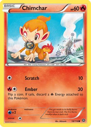 Chimchar 018/114 - XY Steam Siege Reverse Holofoil - Common