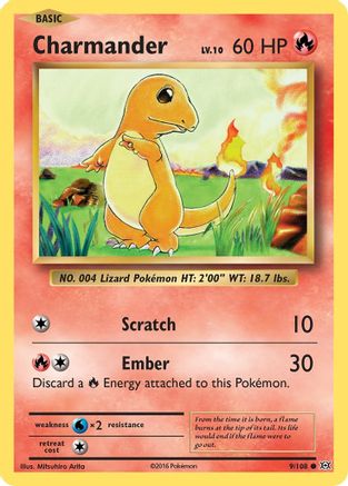 Charmander 009/108 - XY Evolutions Reverse Holofoil - Common