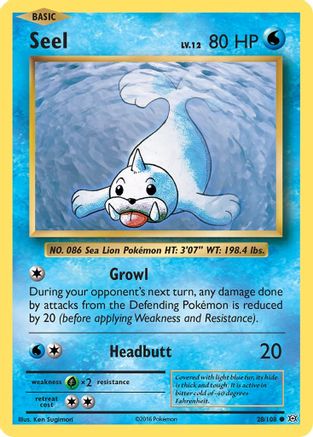 Seel 028/108 - XY Evolutions Reverse Holofoil - Common