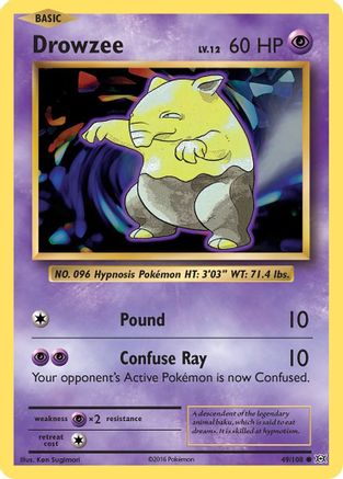 Drowzee 049/108 - XY Evolutions Reverse Holofoil - Common