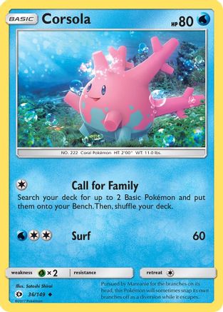 Corsola (36/149) - SM Base Set Reverse Holofoil - Uncommon