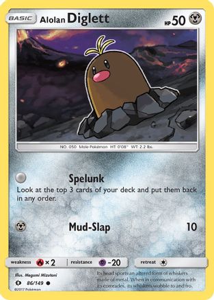 Alolan Diglett (86/149) - SM Base Set Reverse Holofoil - Common