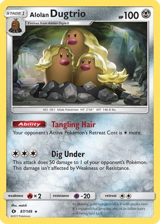 Alolan Dugtrio (87/149) - SM Base Set Holofoil - Holo Rare
