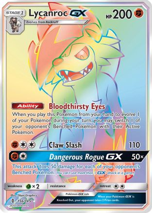 Lycanroc GX (Secret) (156/145) - SM Guardians Rising Holofoil - Secret Rare