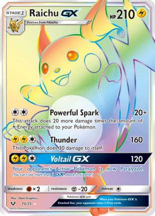 Raichu GX (Secret) (75/73) - Shining Legends Holofoil - Secret Rare