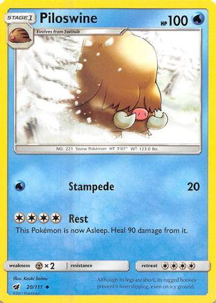 Piloswine (20/111) - SM Crimson Invasion Reverse Holofoil - Uncommon