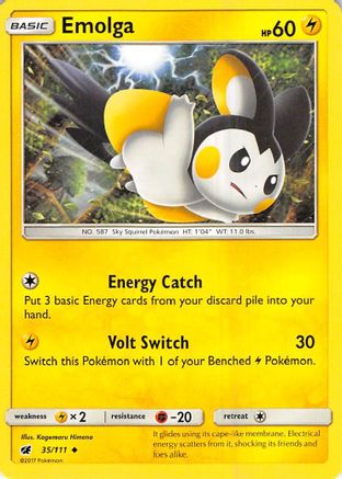 Emolga 035/111 - SM Crimson Invasion Reverse Holofoil - Uncommon