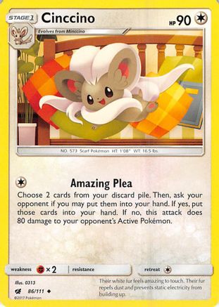 Cinccino (86/111) - SM Crimson Invasion Reverse Holofoil - Uncommon
