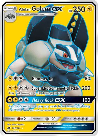 Alolan Golem GX (Full Art) (102/111) - SM Crimson Invasion Holofoil - Ultra Rare