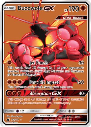 Buzzwole GX (Full Art) (104/111) - SM Crimson Invasion Holofoil - Ultra Rare