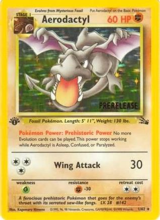 Aerodactyl (Prerelease) 001/62 - WoTC Promo 1st Edition Holofoil - Promo