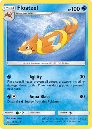 Floatzel 036/156 - SM Ultra Prism Reverse Holofoil - Uncommon