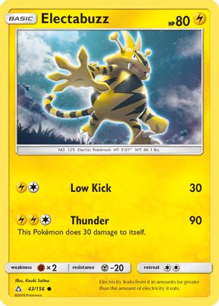 Electabuzz 043/156 - SM Ultra Prism Reverse Holofoil - Common