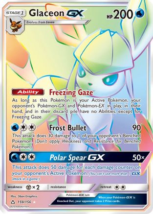 Glaceon GX (Secret Rare) 159 - SM Ultra Prism Holofoil - Secret Rare