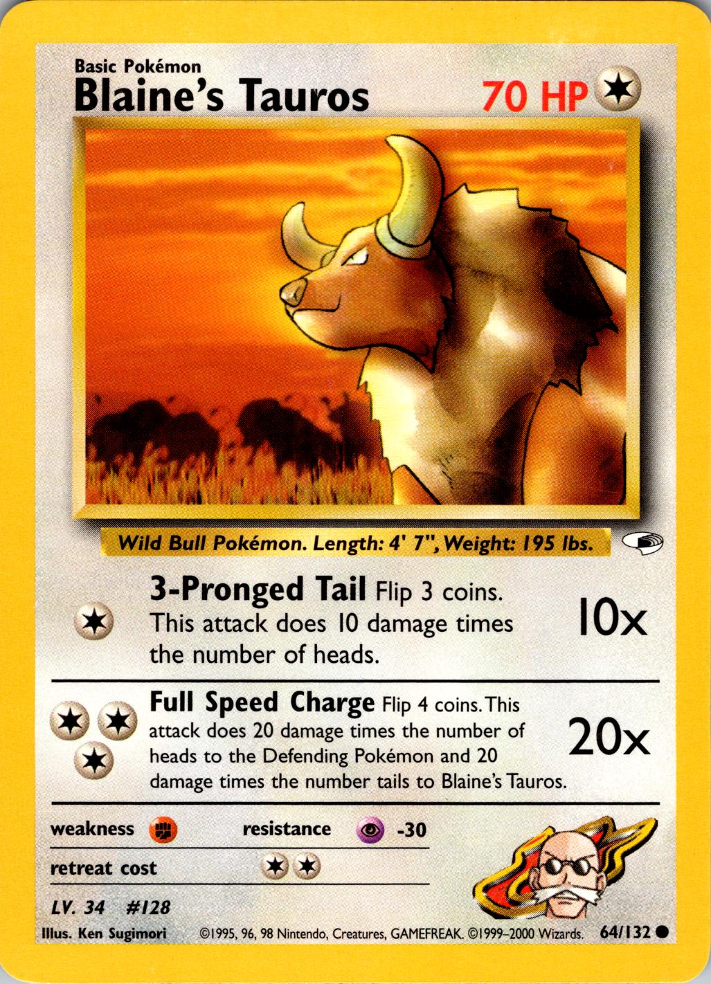 Blaine's Tauros 064/132 - Gym Heroes Unlimited - Common