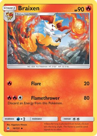 Braixen (16/131) - SM Forbidden Light Reverse Holofoil - Uncommon