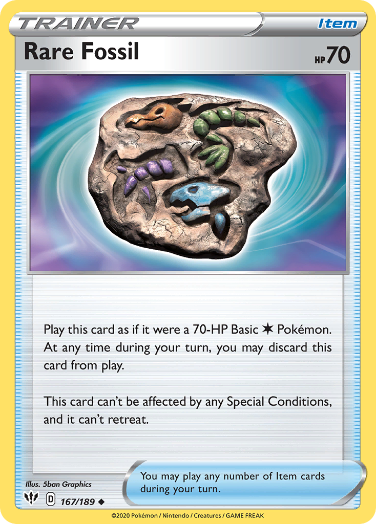 Rare Fossil 167/189 - SWSH03 Darkness Ablaze Reverse Holofoil - Uncommon