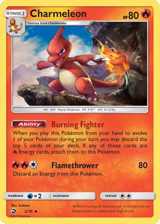 Charmeleon (2/70) - Dragon Majesty Reverse Holofoil - Uncommon