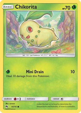 Chikorita (6/214) - SM Lost Thunder Reverse Holofoil - Common