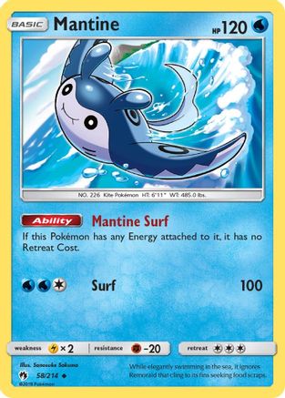 Mantine (58/214) - SM Lost Thunder Reverse Holofoil - Uncommon