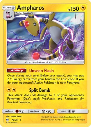 Ampharos (78/214) - SM Lost Thunder Reverse Holofoil - Holo Rare