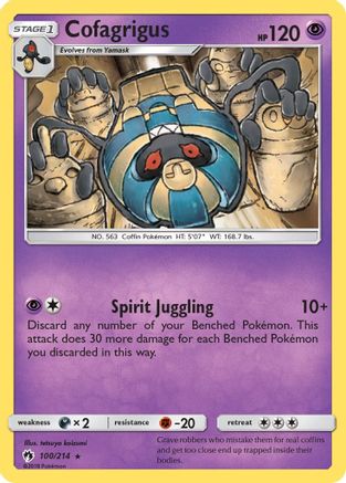 Cofagrigus (100/214) - SM Lost Thunder Reverse Holofoil - Rare
