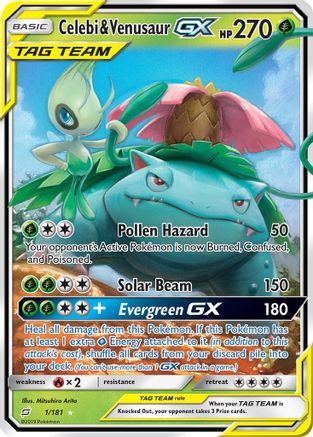Celebi & Venusaur GX (1/181) - SM Team Up Holofoil - Ultra Rare