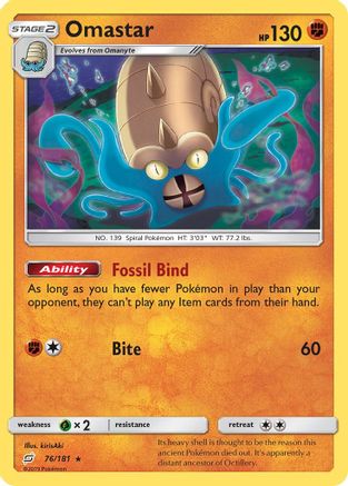 Omastar (76/181) - SM Team Up Reverse Holofoil - Holo Rare