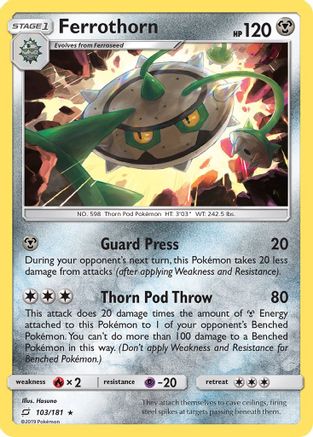 Ferrothorn 103 - SM Team Up Reverse Holofoil - Rare