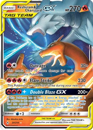 Reshiram & Charizard GX (20/214) - SM Unbroken Bonds Holofoil - Ultra Rare