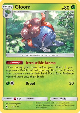 Gloom (7/214) - SM Unbroken Bonds Reverse Holofoil - Uncommon