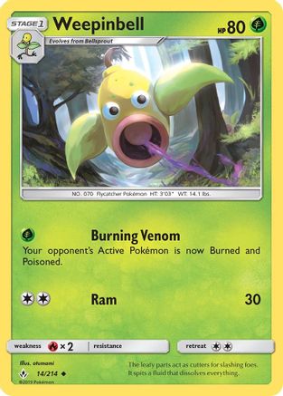 Weepinbell (14/214) - SM Unbroken Bonds - Uncommon
