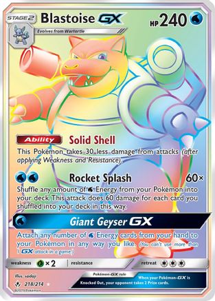 Blastoise GX (Secret) (218/214) - SM Unbroken Bonds Holofoil - Secret Rare