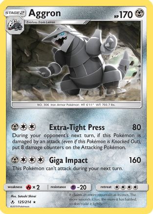 Aggron (125/214) - SM Unbroken Bonds Reverse Holofoil - Rare