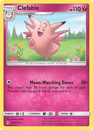 Clefable (133/214) - SM Unbroken Bonds Reverse Holofoil - Rare