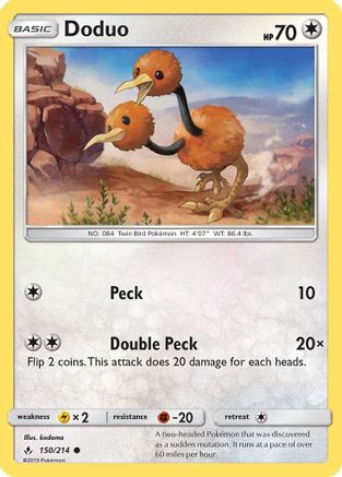 Doduo (150/214) - SM Unbroken Bonds Reverse Holofoil - Common