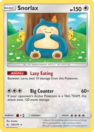Snorlax (158/214) - SM Unbroken Bonds Holofoil - Holo Rare