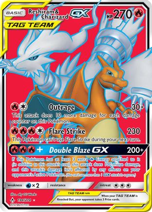 Reshiram & Charizard GX (Full Art) (194/214) - SM Unbroken Bonds Holofoil - Ultra Rare