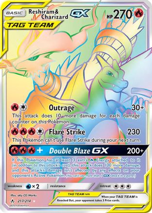 Reshiram & Charizard GX (Secret) 217 - SM Unbroken Bonds Holofoil - Secret Rare